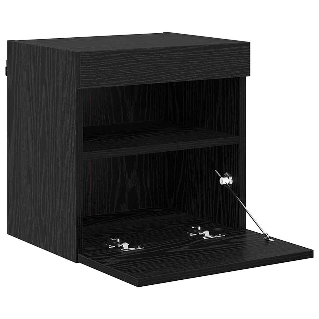 TV Wandkast met LED Zwart Eiken 40 x 30 x 40 cm Bewerkt hout is nu te koop bij PeponiXL, paradijselijk wonen!