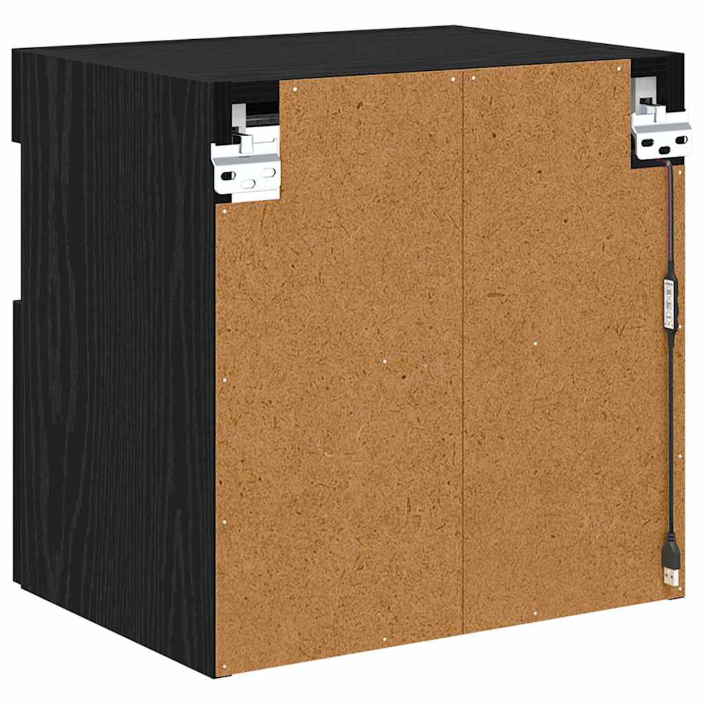 TV Wandkast met LED Zwart Eiken 40 x 30 x 40 cm Bewerkt hout is nu te koop bij PeponiXL, paradijselijk wonen!
