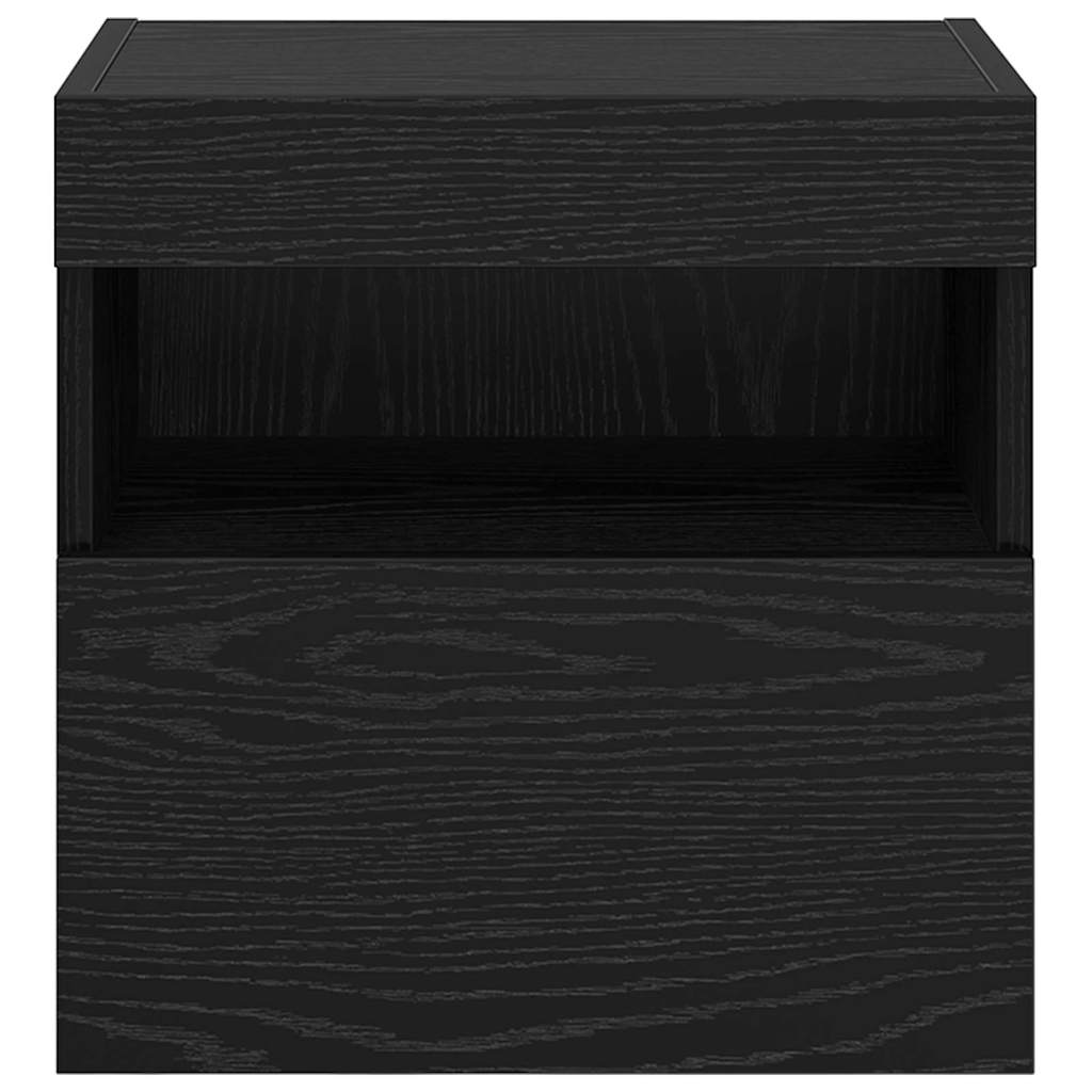 TV Wandkast met LED Zwart Eiken 40 x 30 x 40 cm Bewerkt hout is nu te koop bij PeponiXL, paradijselijk wonen!