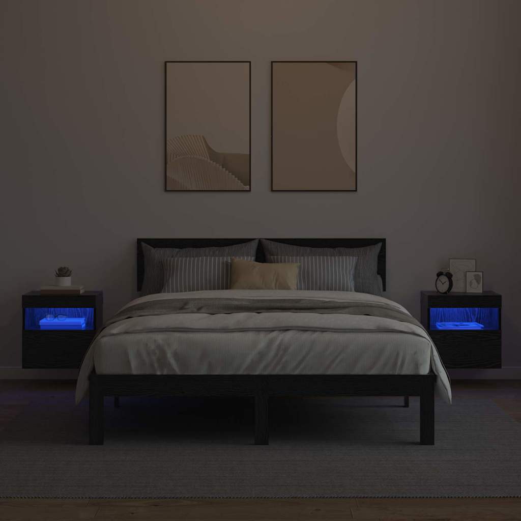 TV Wandkasten 2 pcs Zwart Eiken 40 x 30 x 40 cm Bewerkt hout is nu te koop bij PeponiXL, paradijselijk wonen!