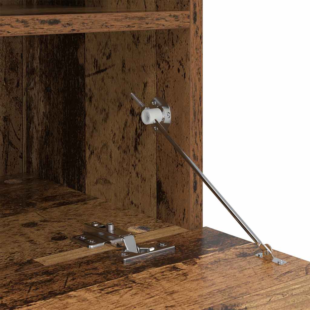 TV Wandkast met LED Oud Hout 80 x 30 x 40 cm Bewerkt hout is nu te koop bij PeponiXL, paradijselijk wonen!