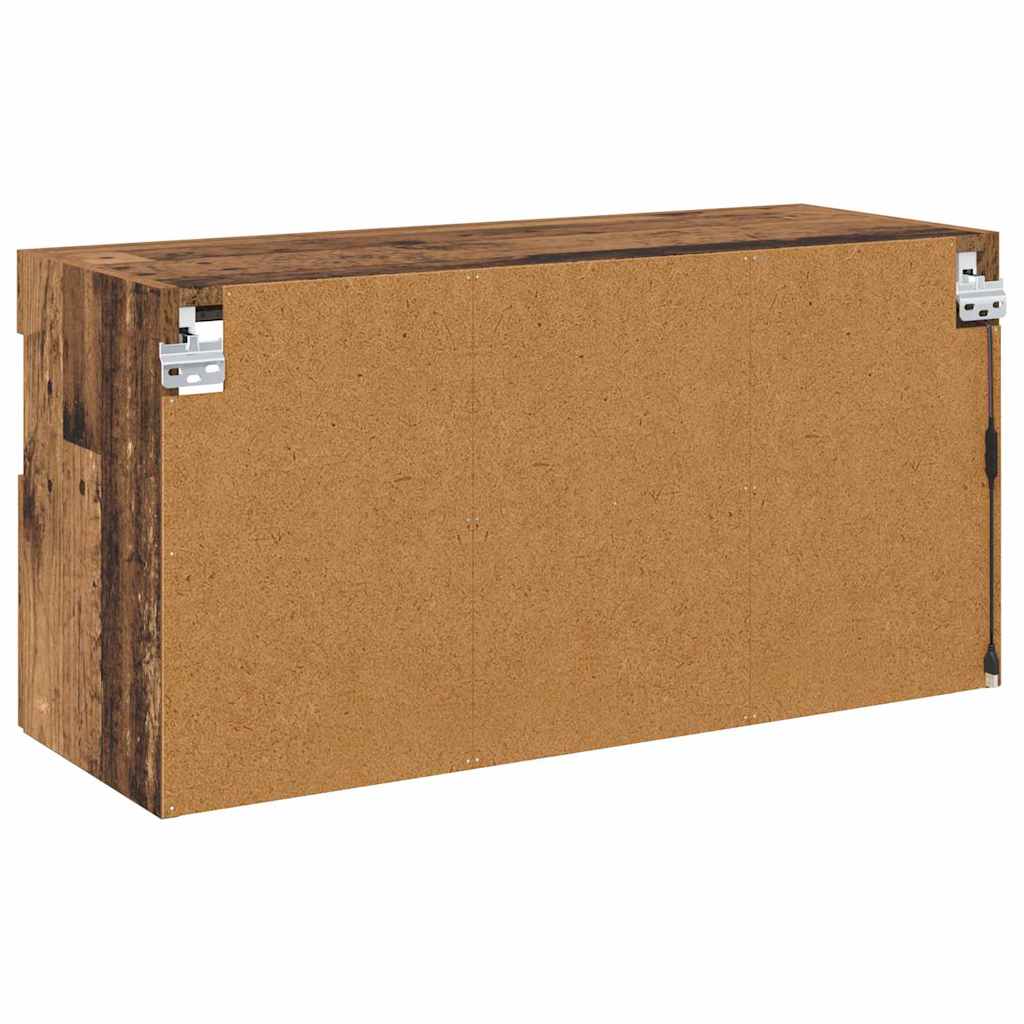 TV Wandkast met LED Oud Hout 80 x 30 x 40 cm Bewerkt hout is nu te koop bij PeponiXL, paradijselijk wonen!