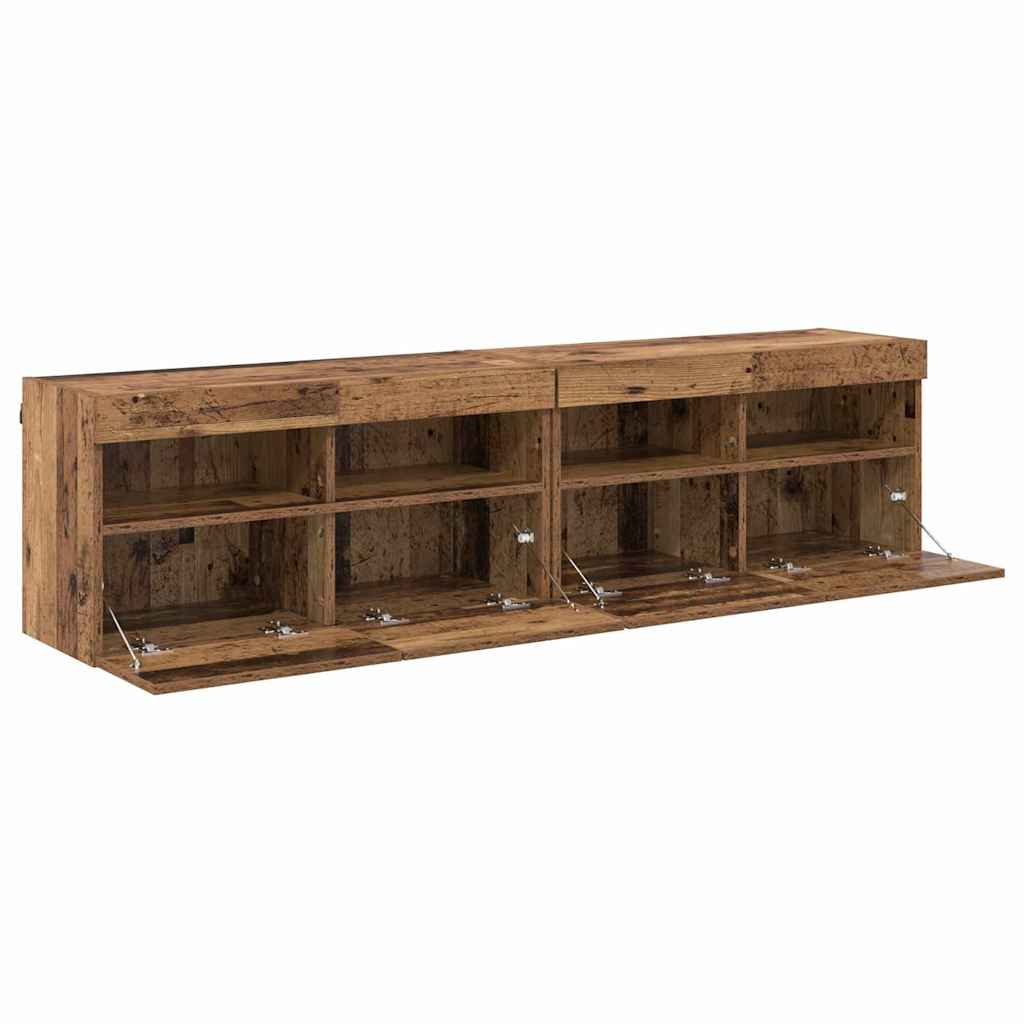 TV Wandkasten 2 pcs Oud Hout 80 x 30 x 40 cm Bewerkt hout is nu te koop bij PeponiXL, paradijselijk wonen!