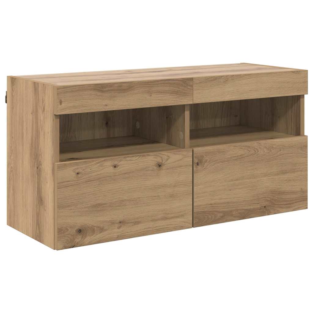 TV Wandkast Artisan Eiken 80 x 30 x 40 cm Bewerkt hout is nu te koop bij PeponiXL, paradijselijk wonen!