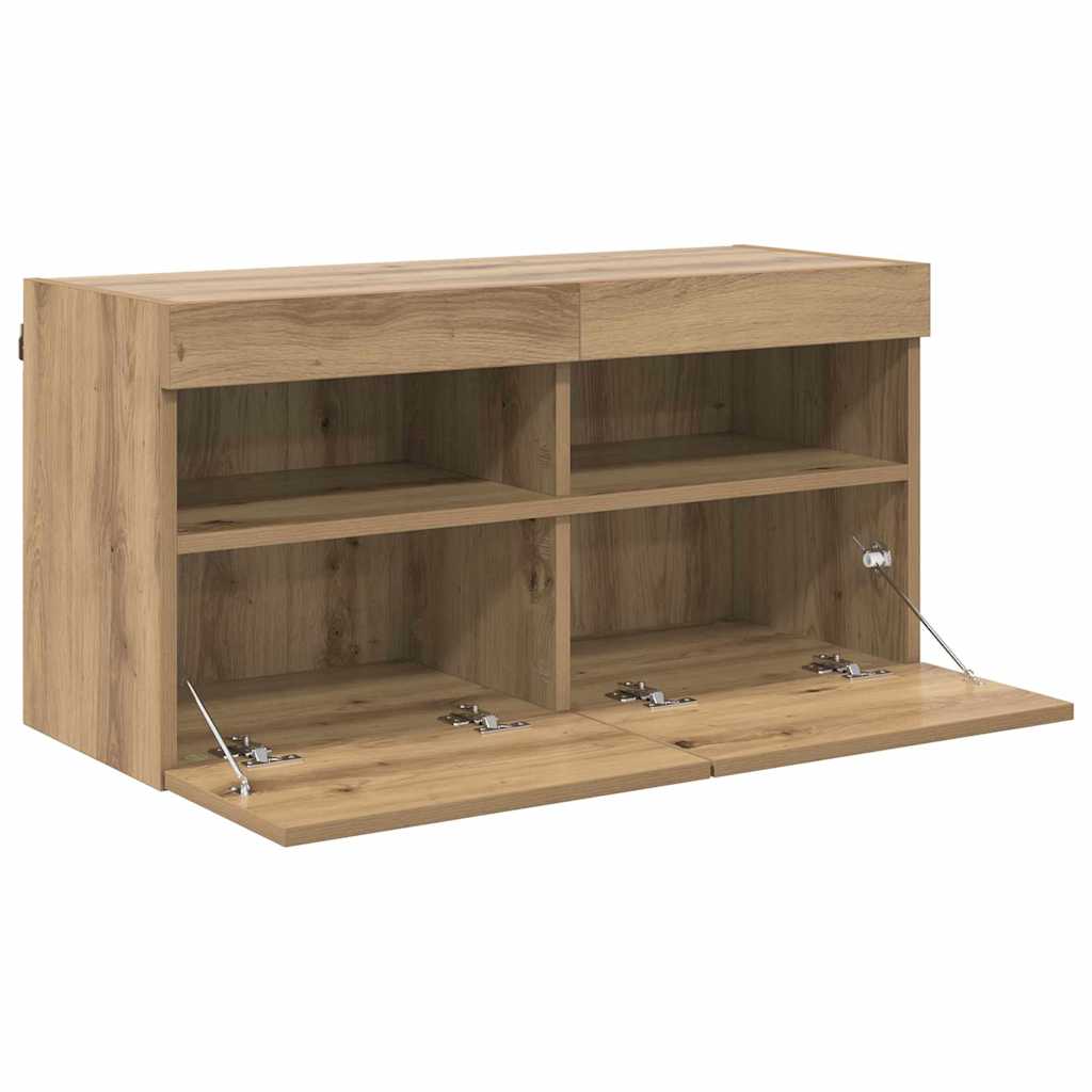 TV Wandkast Artisan Eiken 80 x 30 x 40 cm Bewerkt hout is nu te koop bij PeponiXL, paradijselijk wonen!