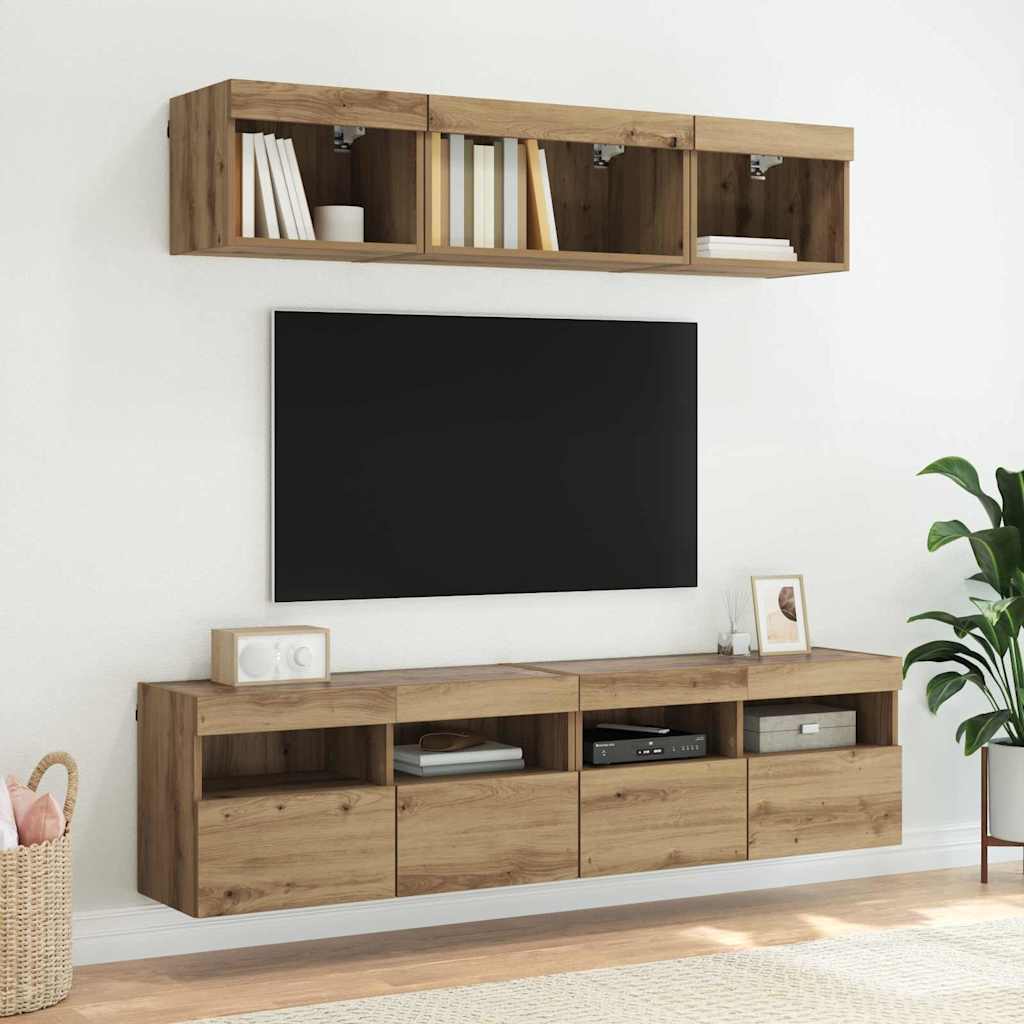 TV Wandkasten 2 pcs Artisan Eiken 80 x 30 x 40 cm Bewerkt hout is nu te koop bij PeponiXL, paradijselijk wonen!