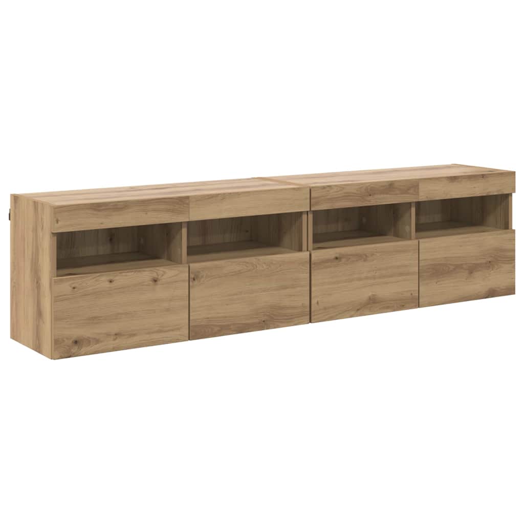 TV Wandkasten 2 pcs Artisan Eiken 80 x 30 x 40 cm Bewerkt hout is nu te koop bij PeponiXL, paradijselijk wonen!