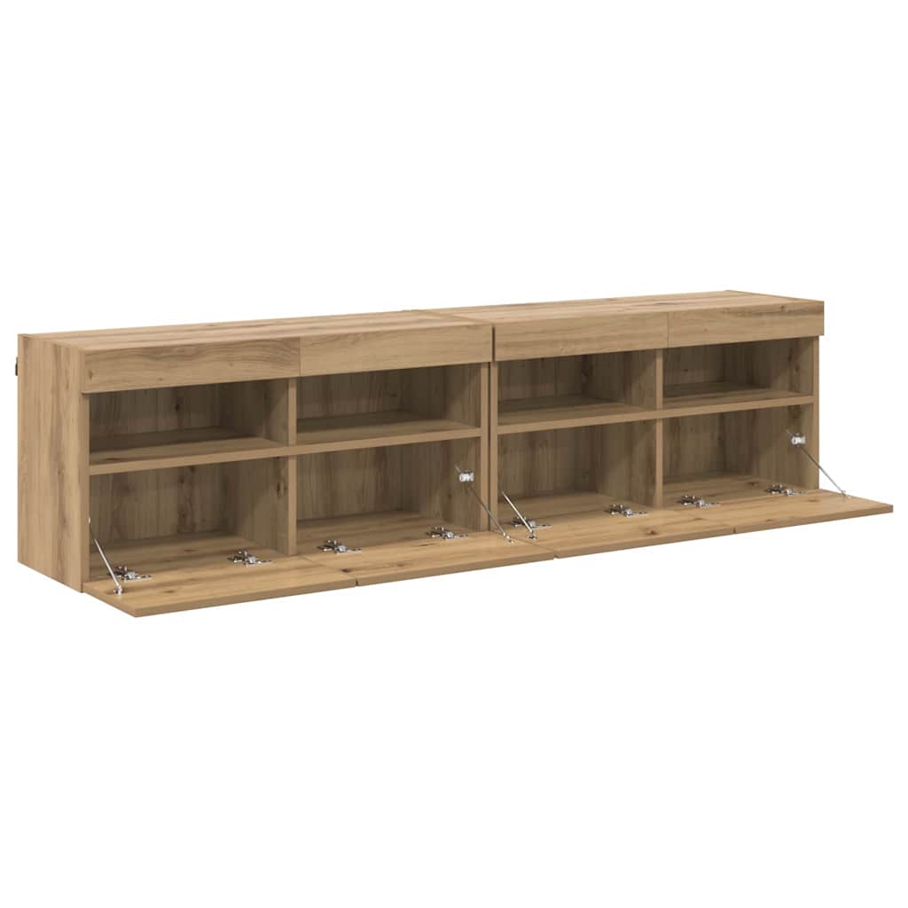 TV Wandkasten 2 pcs Artisan Eiken 80 x 30 x 40 cm Bewerkt hout is nu te koop bij PeponiXL, paradijselijk wonen!