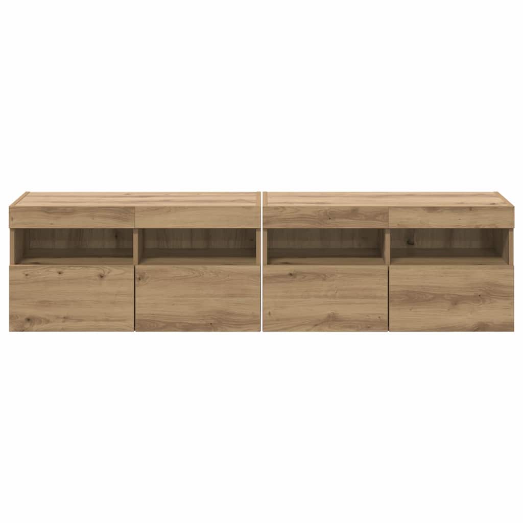 TV Wandkasten 2 pcs Artisan Eiken 80 x 30 x 40 cm Bewerkt hout is nu te koop bij PeponiXL, paradijselijk wonen!