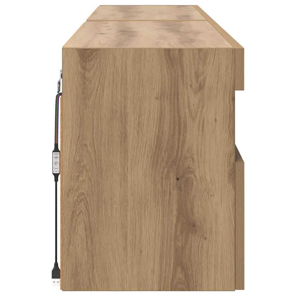TV Wandkasten 2 pcs Artisan Eiken 80 x 30 x 40 cm Bewerkt hout is nu te koop bij PeponiXL, paradijselijk wonen!