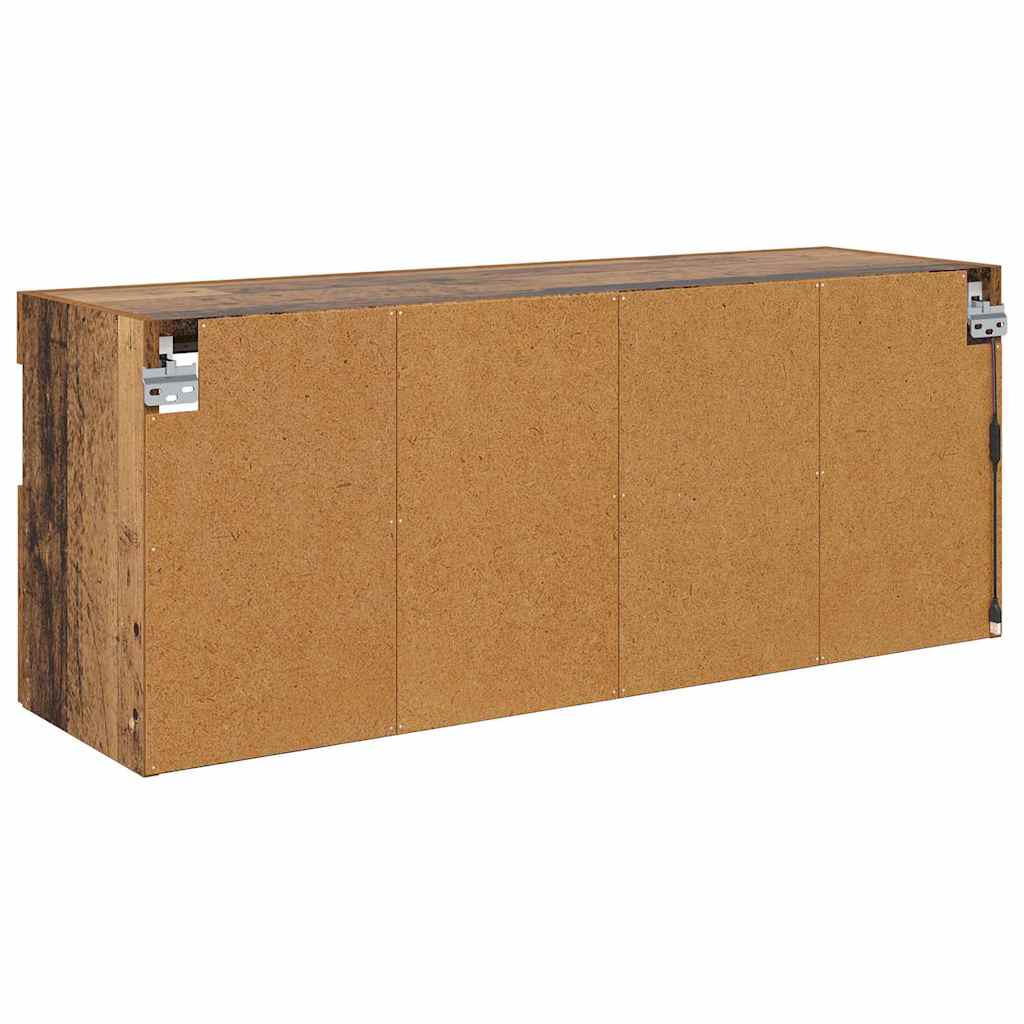 TV Wandkast met LED Oud Hout 100 x 30 x 40 cm Bewerkt hout is nu te koop bij PeponiXL, paradijselijk wonen!