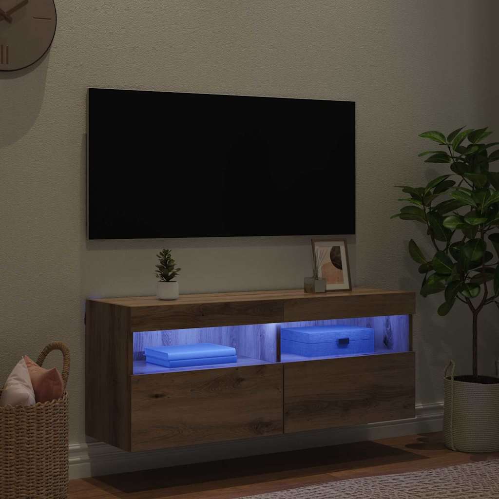 TV Wandkast Artisan Eiken 100 x 30 x 40 cm Bewerkt hout is nu te koop bij PeponiXL, paradijselijk wonen!