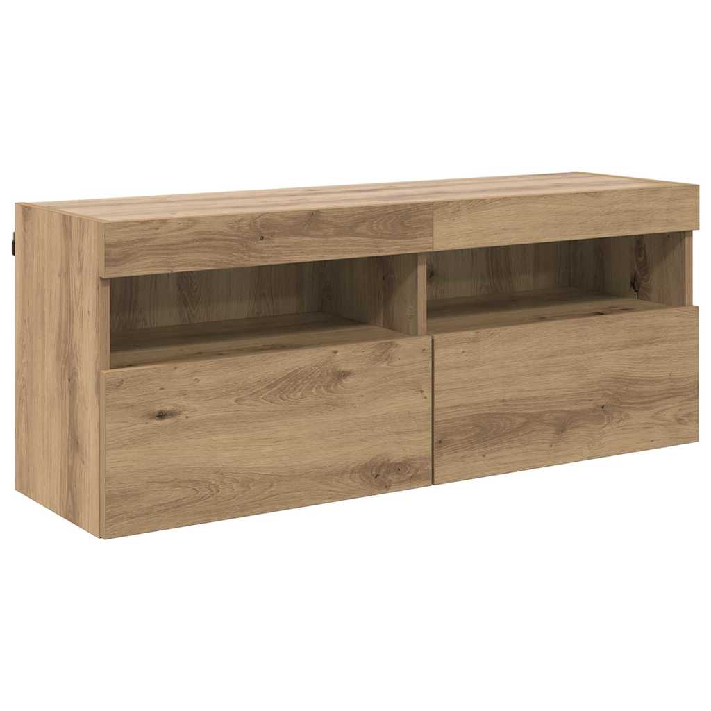 TV Wandkast Artisan Eiken 100 x 30 x 40 cm Bewerkt hout is nu te koop bij PeponiXL, paradijselijk wonen!
