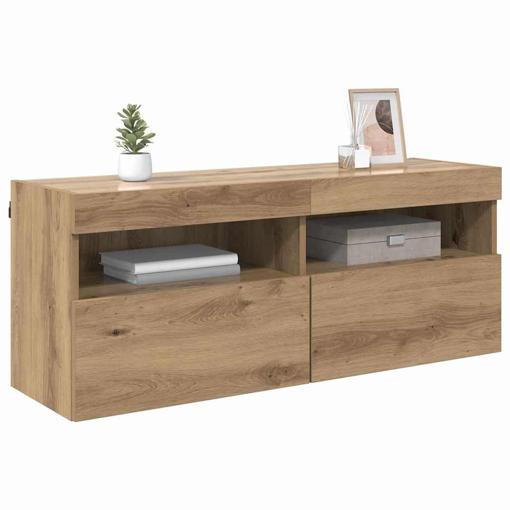 TV Wandkast Artisan Eiken 100 x 30 x 40 cm Bewerkt hout is nu te koop bij PeponiXL, paradijselijk wonen!