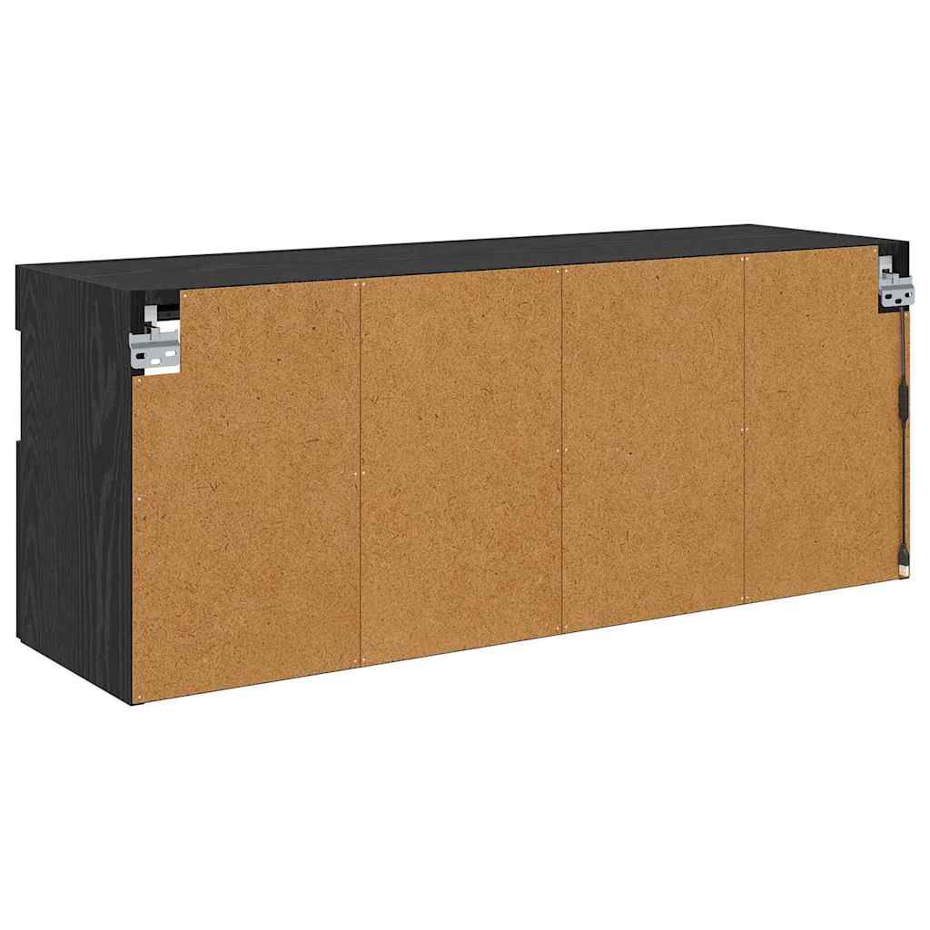 TV Wandkast met LED Zwart Eiken 100 x 30 x 40 cm Bewerkt hout is nu te koop bij PeponiXL, paradijselijk wonen!