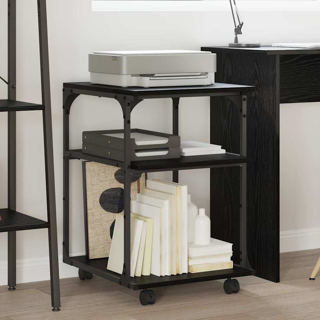 Printerstand Zwart Eiken 43 x 48 x 64 cm Bewerkt hout is nu te koop bij PeponiXL, paradijselijk wonen!