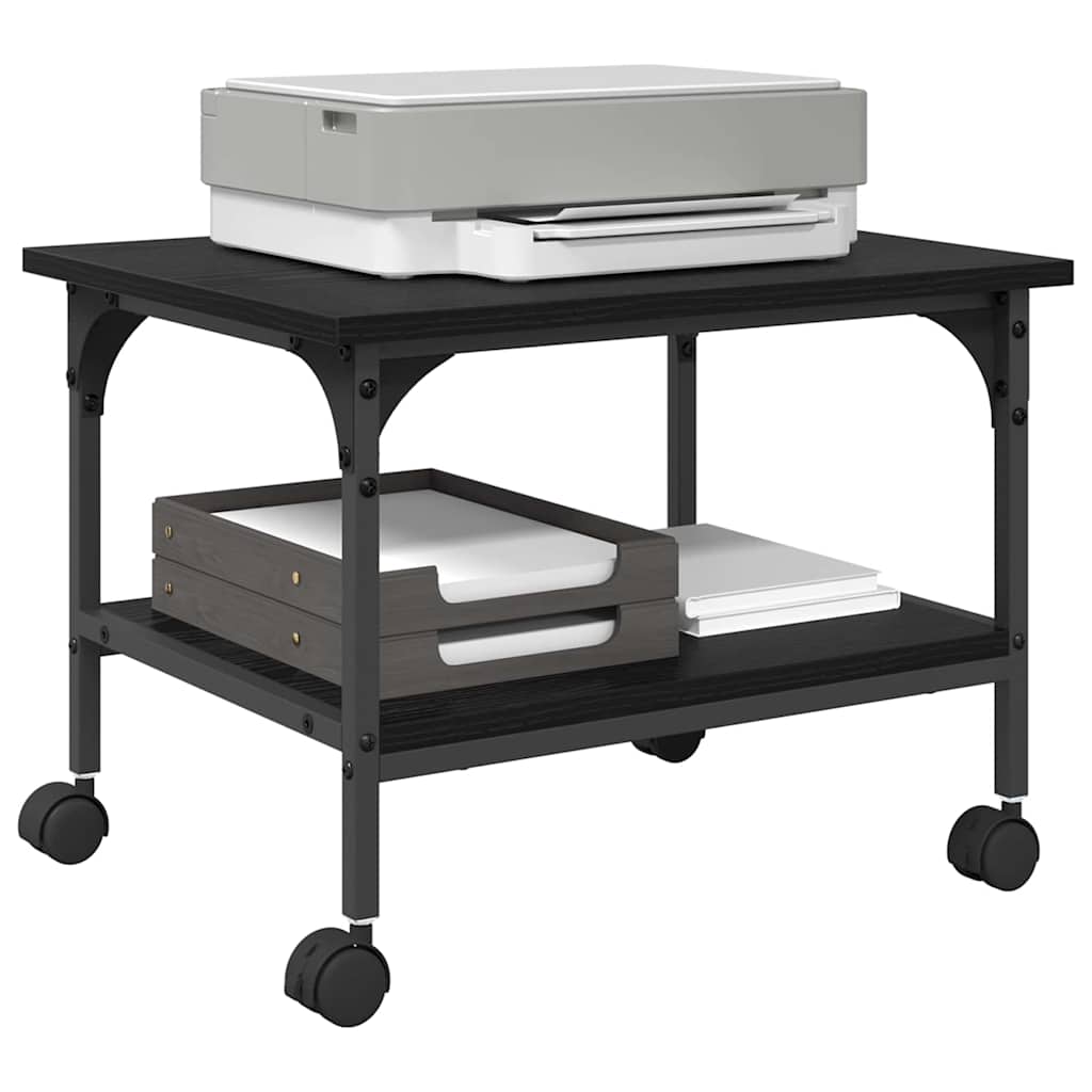 Printerstand Zwart Eiken 50 x 40 x 38 cm Bewerkt hout is nu te koop bij PeponiXL, paradijselijk wonen!