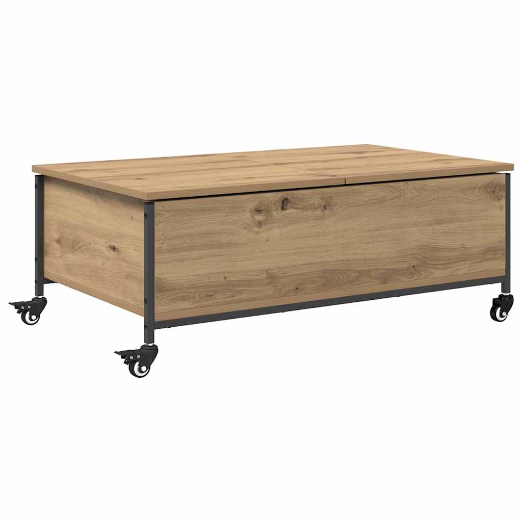 Salontafel Artisan Eiken 91 x 55 x 32 cm Bewerkt hout is nu te koop bij PeponiXL, paradijselijk wonen!