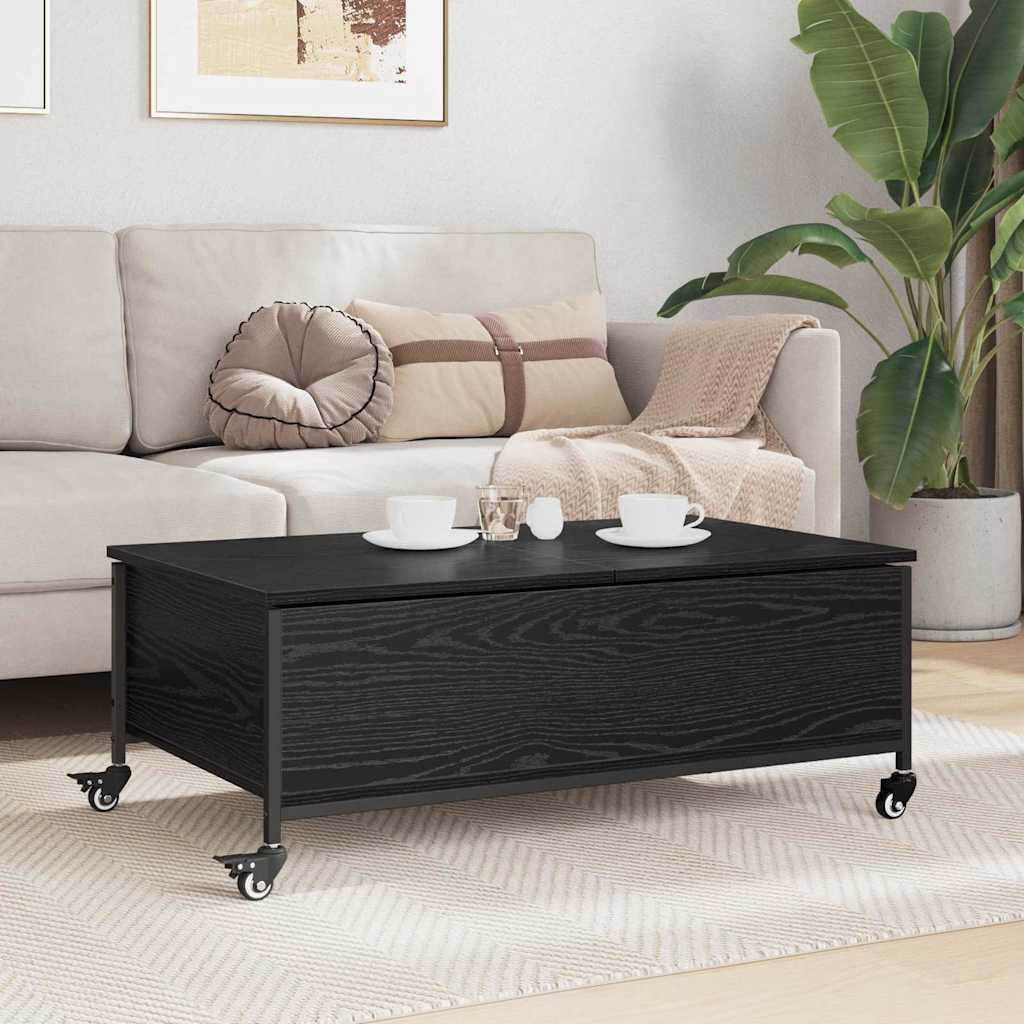 Salontafel Zwart Eiken 91 x 55 x 32 cm Bewerkt hout is nu te koop bij PeponiXL, paradijselijk wonen!