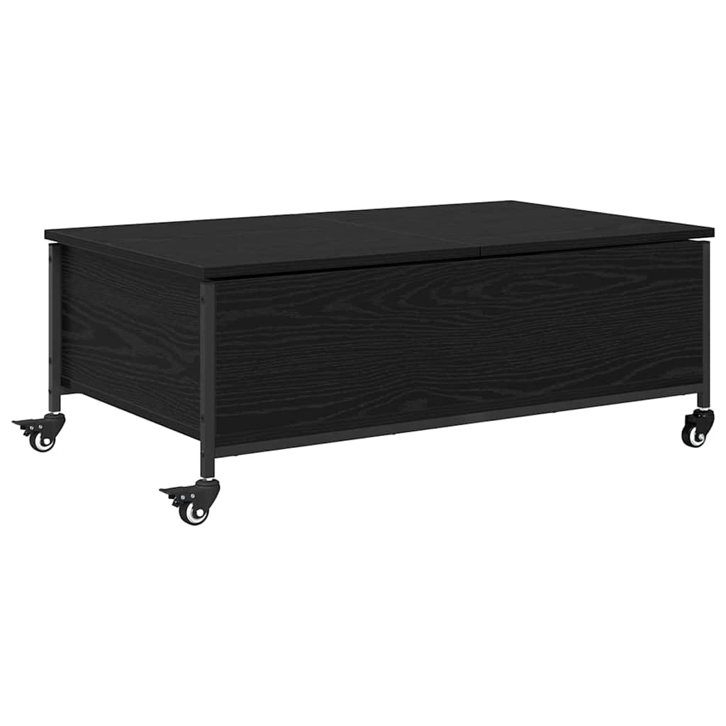 Salontafel Zwart Eiken 91 x 55 x 32 cm Bewerkt hout is nu te koop bij PeponiXL, paradijselijk wonen!