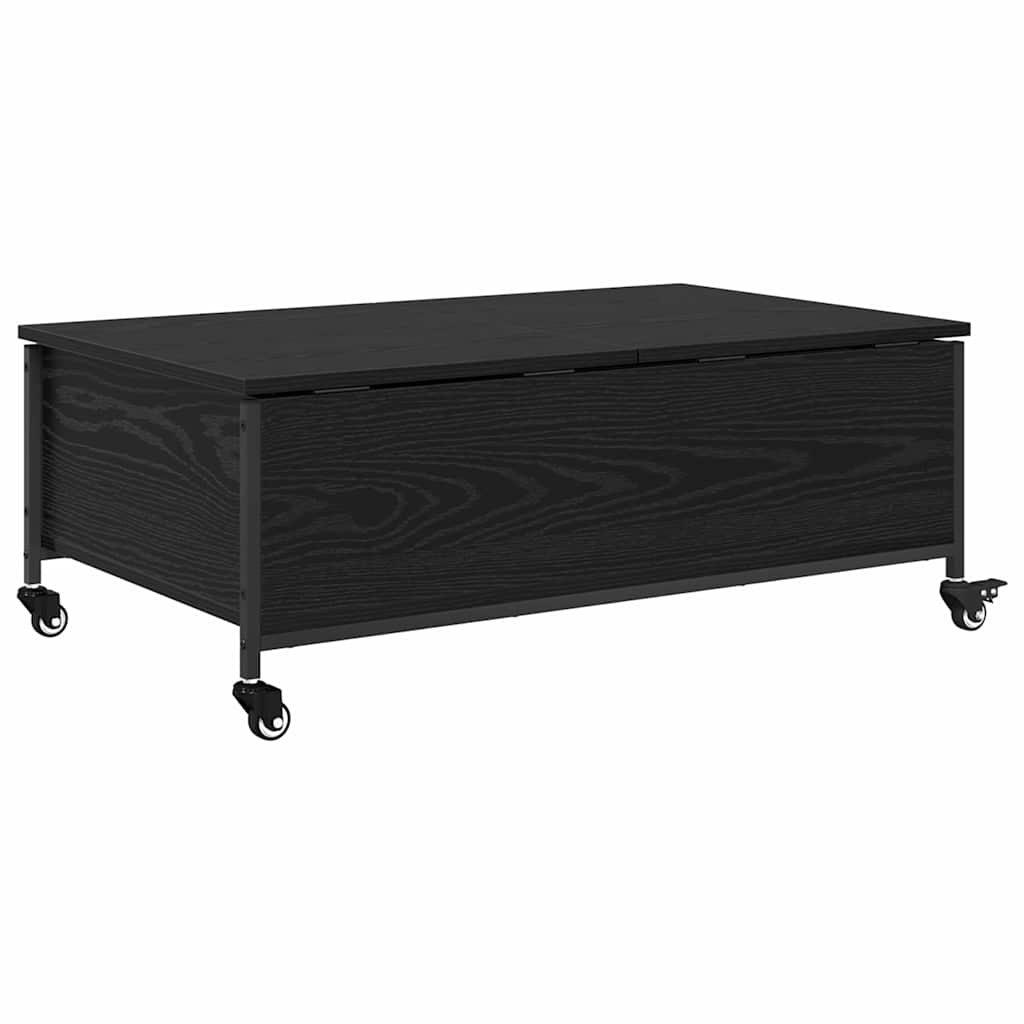 Salontafel Zwart Eiken 91 x 55 x 32 cm Bewerkt hout is nu te koop bij PeponiXL, paradijselijk wonen!