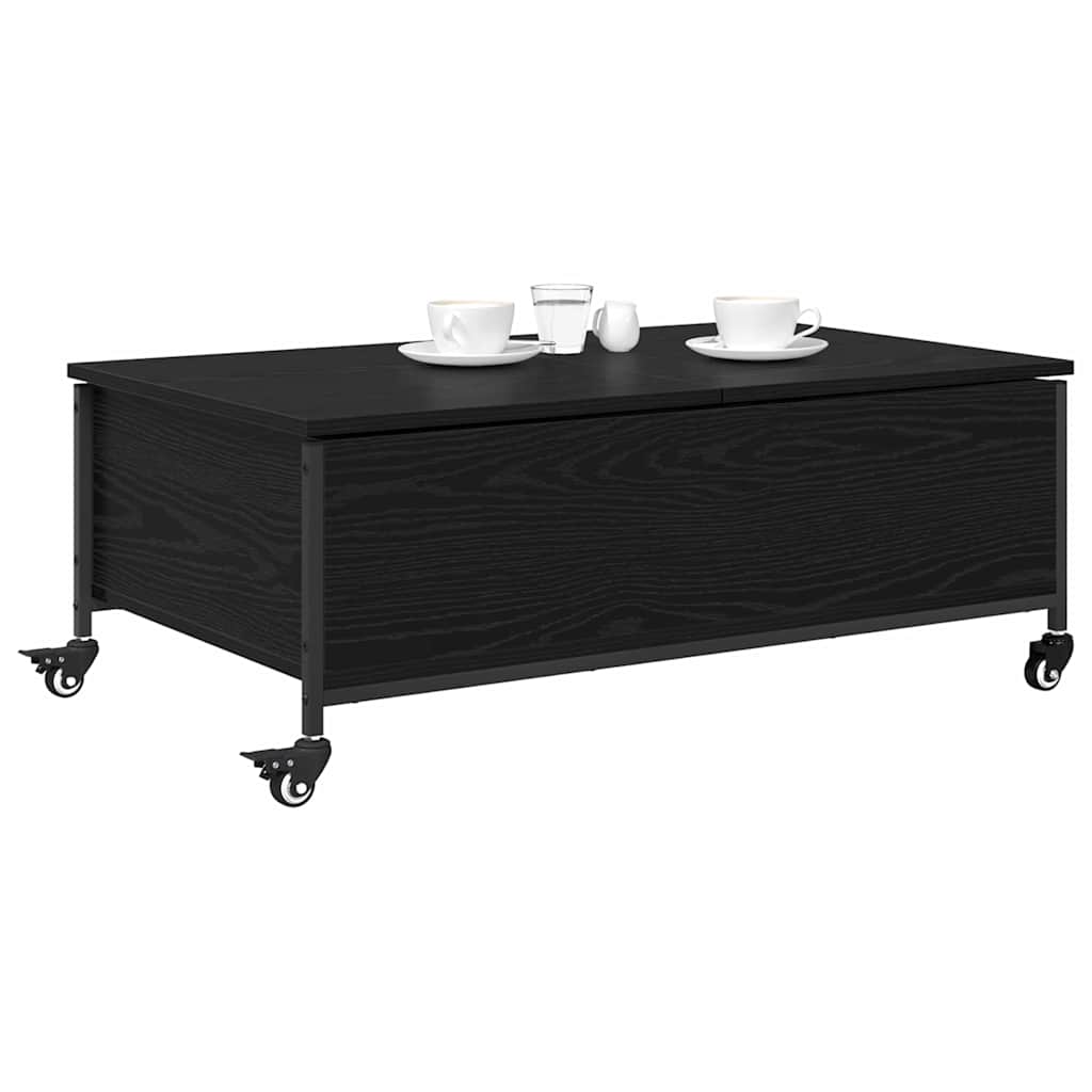 Salontafel Zwart Eiken 91 x 55 x 32 cm Bewerkt hout is nu te koop bij PeponiXL, paradijselijk wonen!