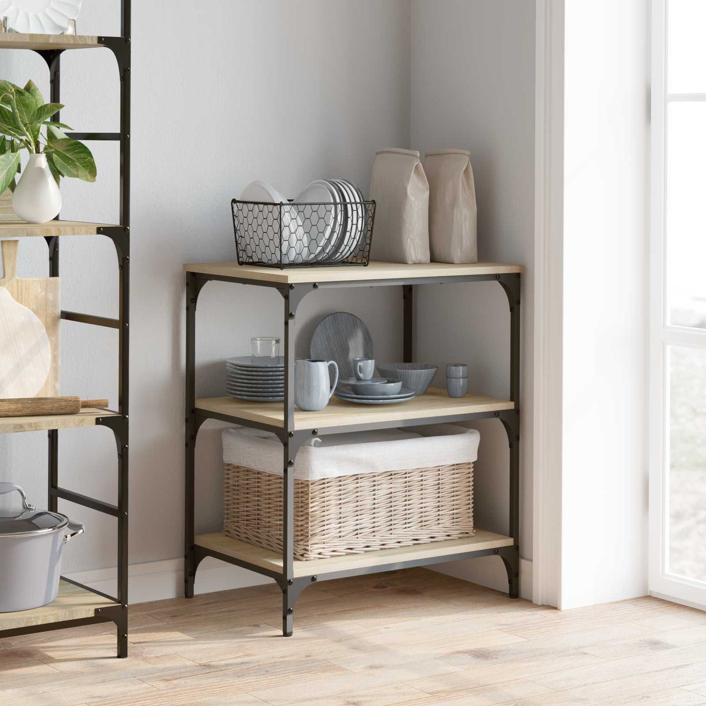 Keuken Trolley Sonoma Eiken 60 x 41 x 76 cm Bewerkt hout is nu te koop bij PeponiXL, paradijselijk wonen!