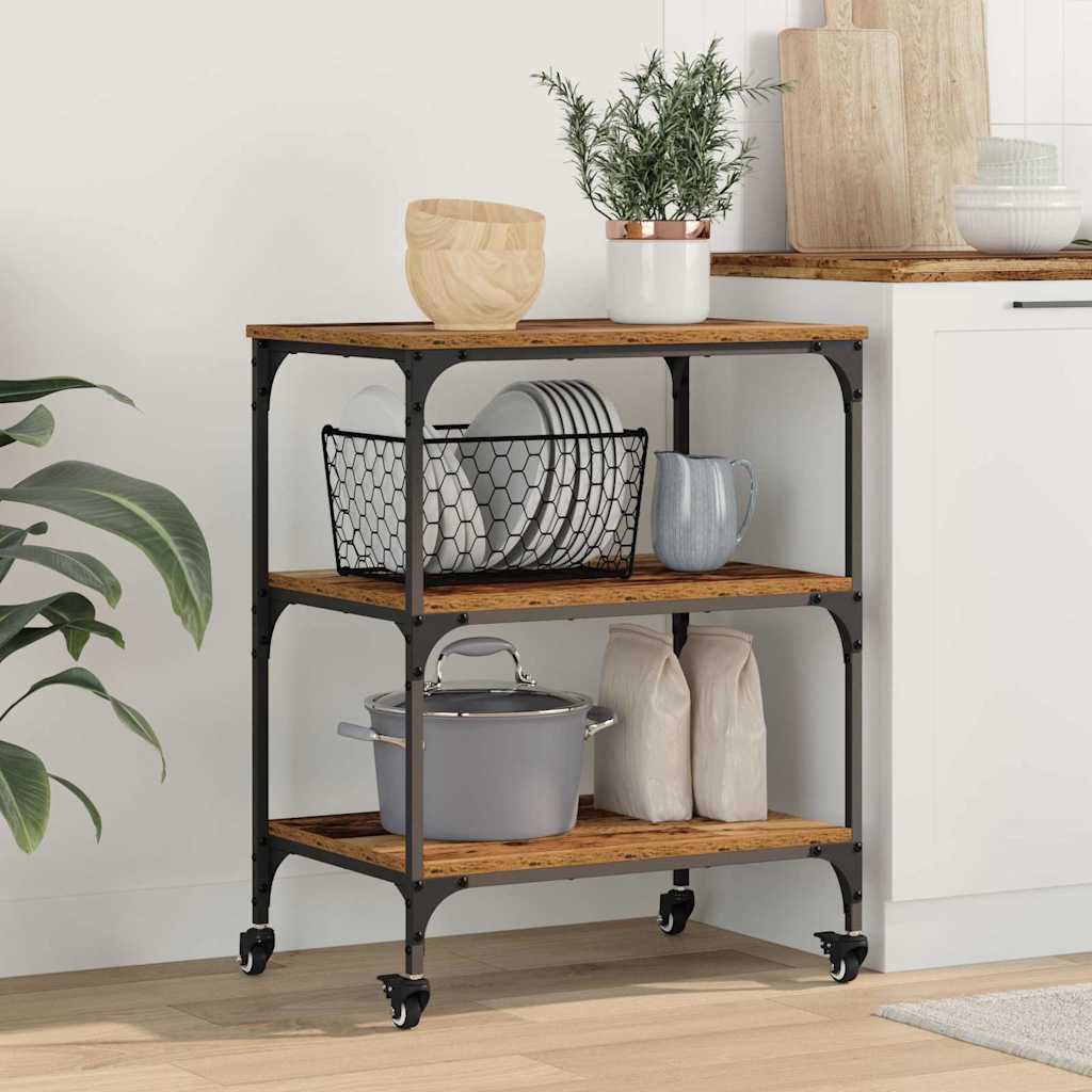 Keuken Trolley Oud Hout 60 x 41 x 76 cm Bewerkt hout is nu te koop bij PeponiXL, paradijselijk wonen!