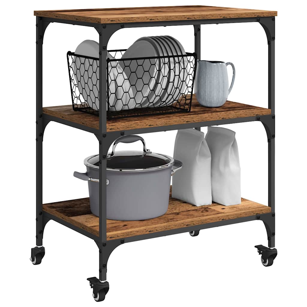 Keuken Trolley Oud Hout 60 x 41 x 76 cm Bewerkt hout is nu te koop bij PeponiXL, paradijselijk wonen!