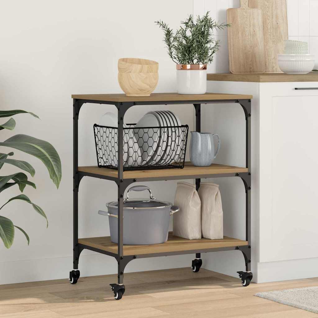 Keuken Trolley Artisan Eiken 60 x 41 x 76 cm Bewerkt hout is nu te koop bij PeponiXL, paradijselijk wonen!