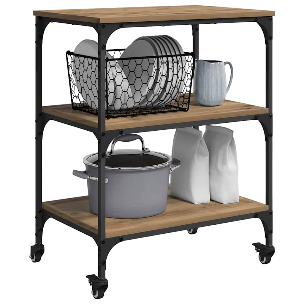 Keuken Trolley Artisan Eiken 60 x 41 x 76 cm Bewerkt hout is nu te koop bij PeponiXL, paradijselijk wonen!