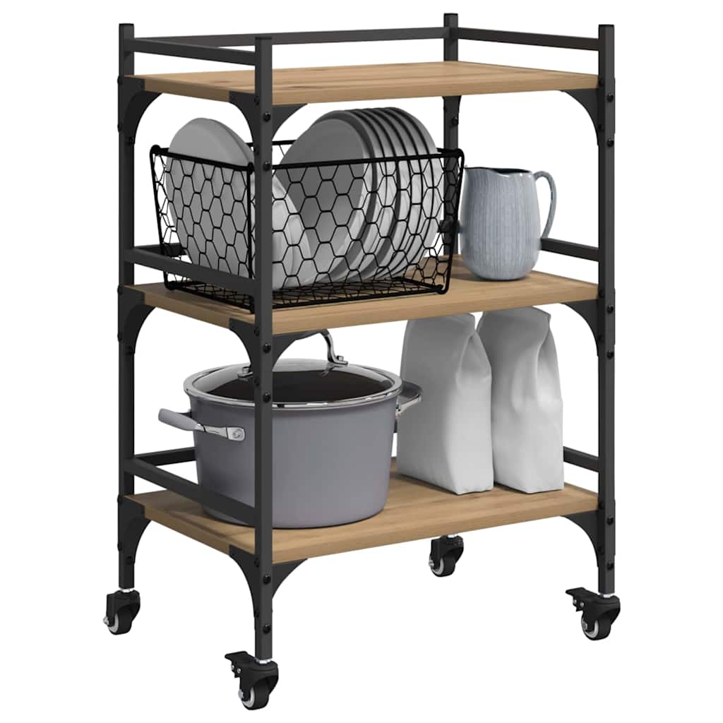 Keuken Trolley Artisan Eiken 50 x 35 x 75.5 cm Bewerkt hout is nu te koop bij PeponiXL, paradijselijk wonen!