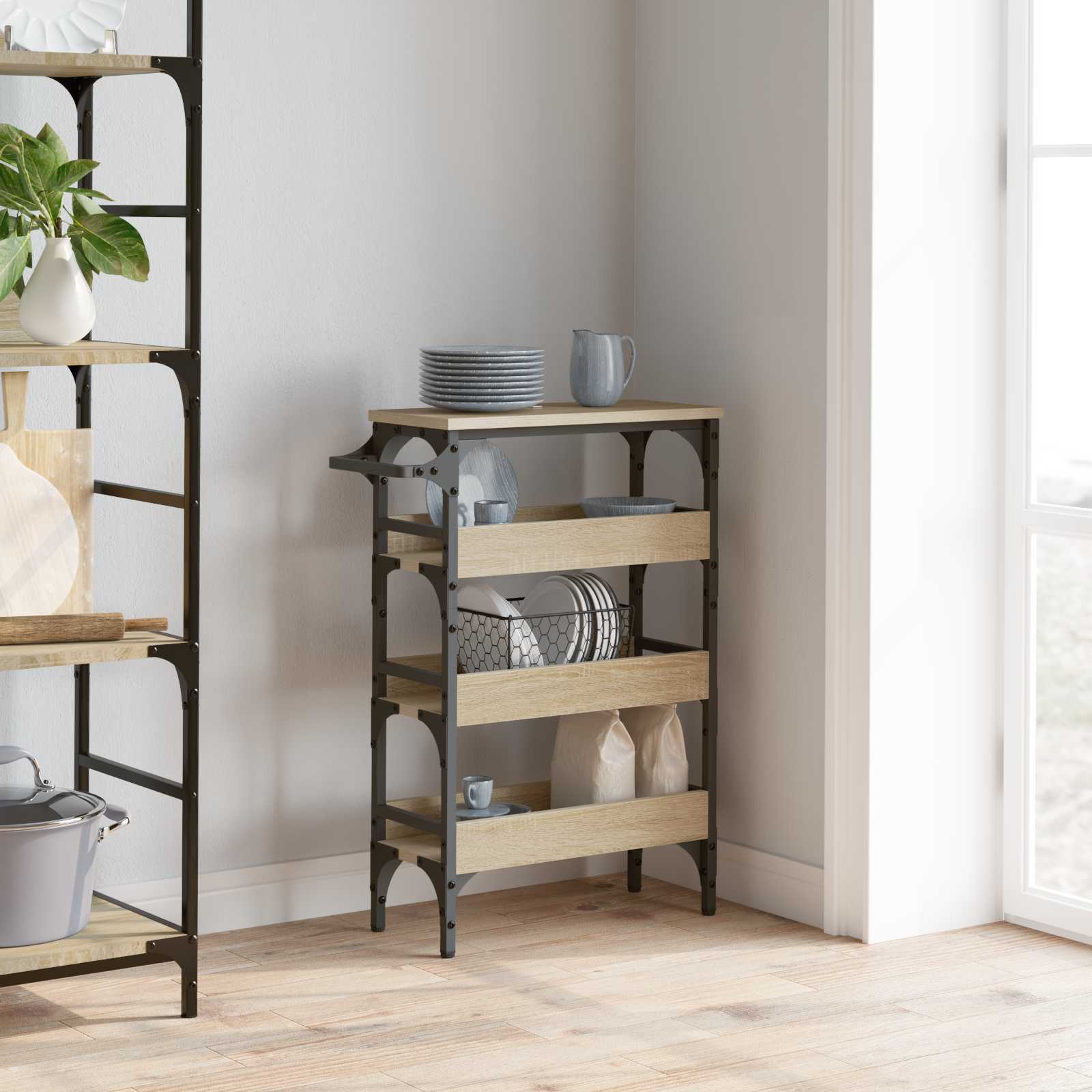 Keuken Trolley Sonoma Eiken 53 x 20 x 76 cm Bewerkt hout is nu te koop bij PeponiXL, paradijselijk wonen!