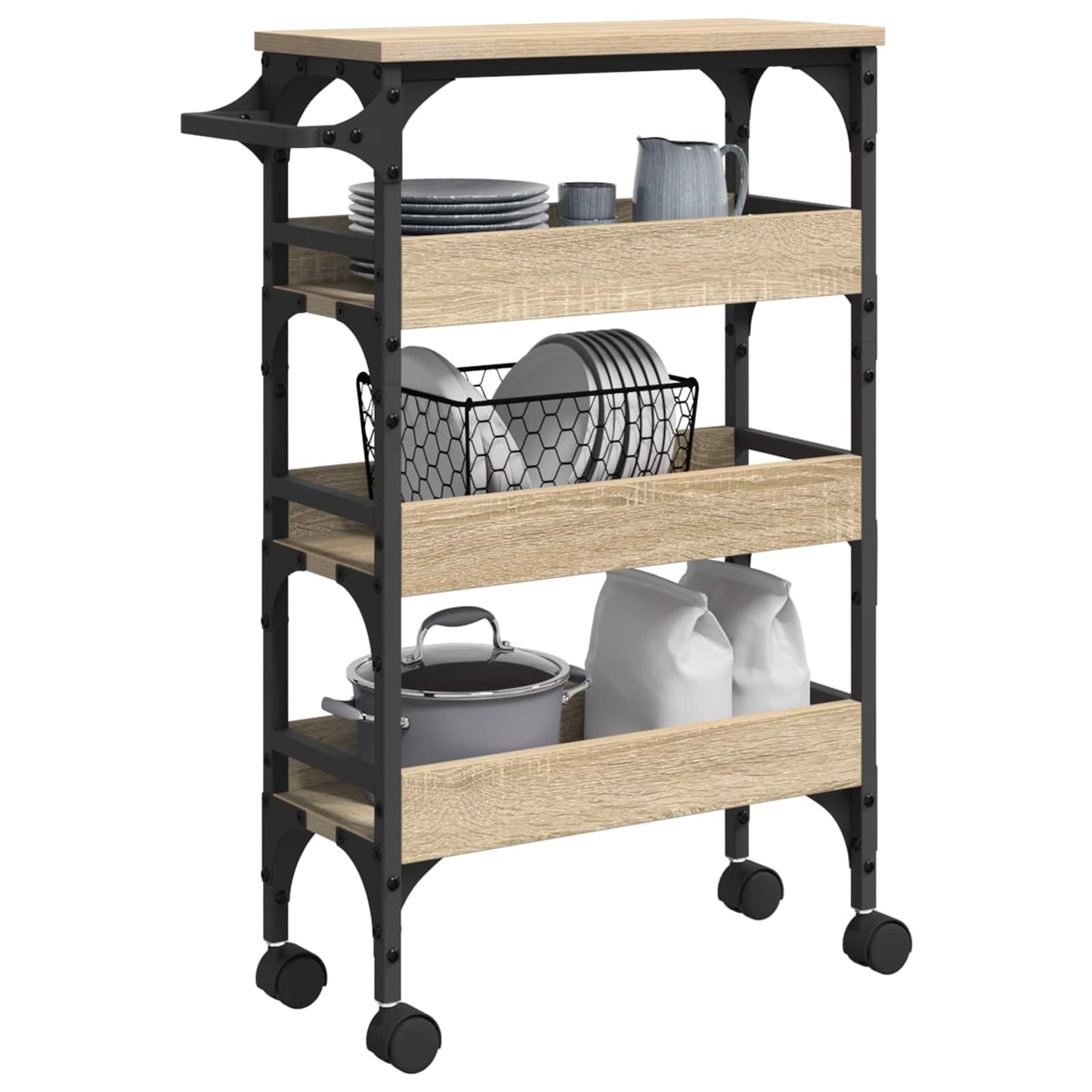 Keuken Trolley Sonoma Eiken 53 x 20 x 76 cm Bewerkt hout is nu te koop bij PeponiXL, paradijselijk wonen!
