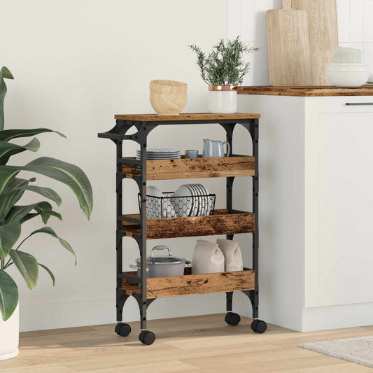Keuken Trolley Oud Hout 53 x 20 x 76 cm Bewerkt hout is nu te koop bij PeponiXL, paradijselijk wonen!