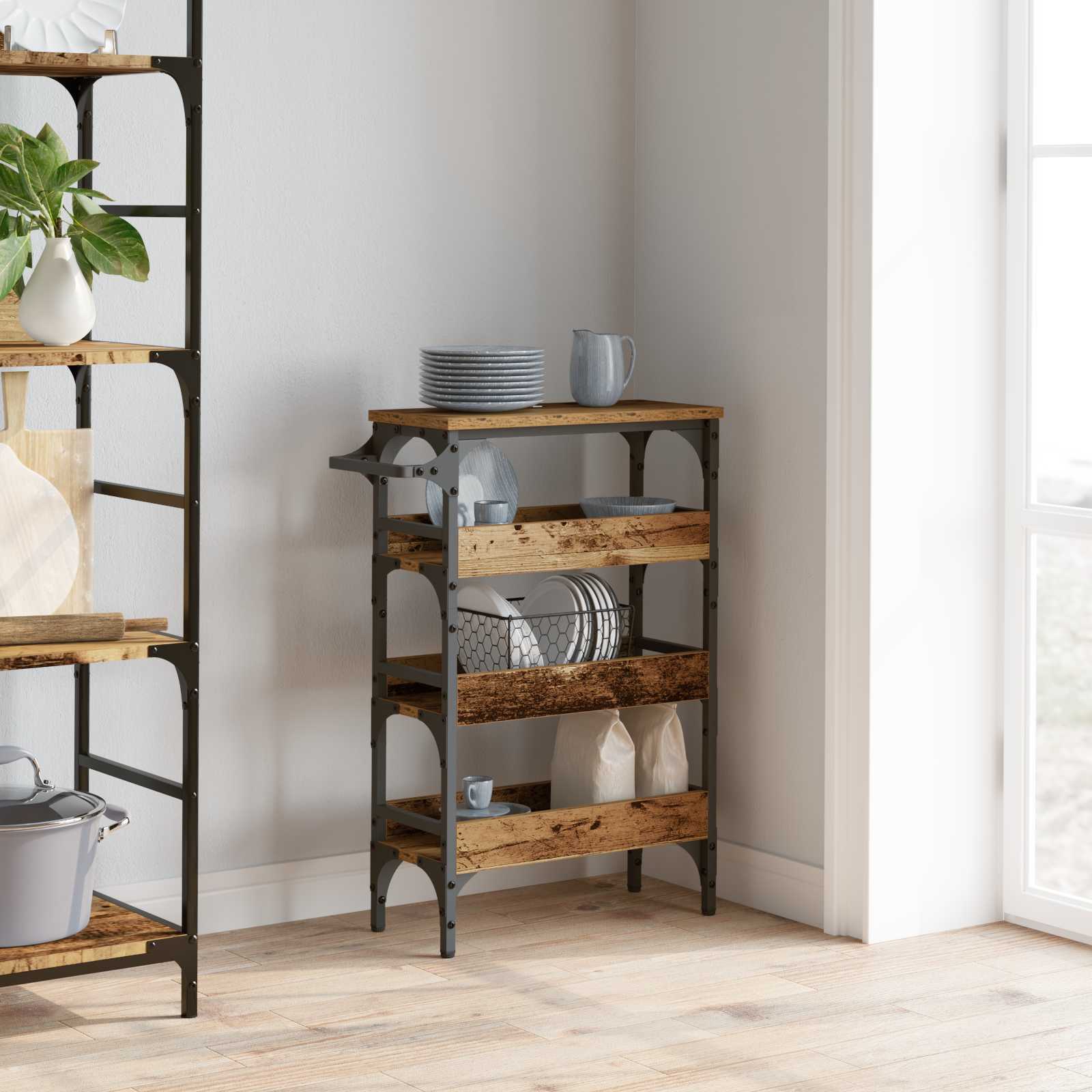 Keuken Trolley Oud Hout 53 x 20 x 76 cm Bewerkt hout is nu te koop bij PeponiXL, paradijselijk wonen!