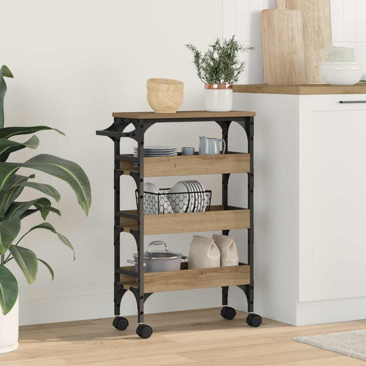 Keuken Trolley Artisan Eiken 53 x 20 x 76 cm Bewerkt hout is nu te koop bij PeponiXL, paradijselijk wonen!