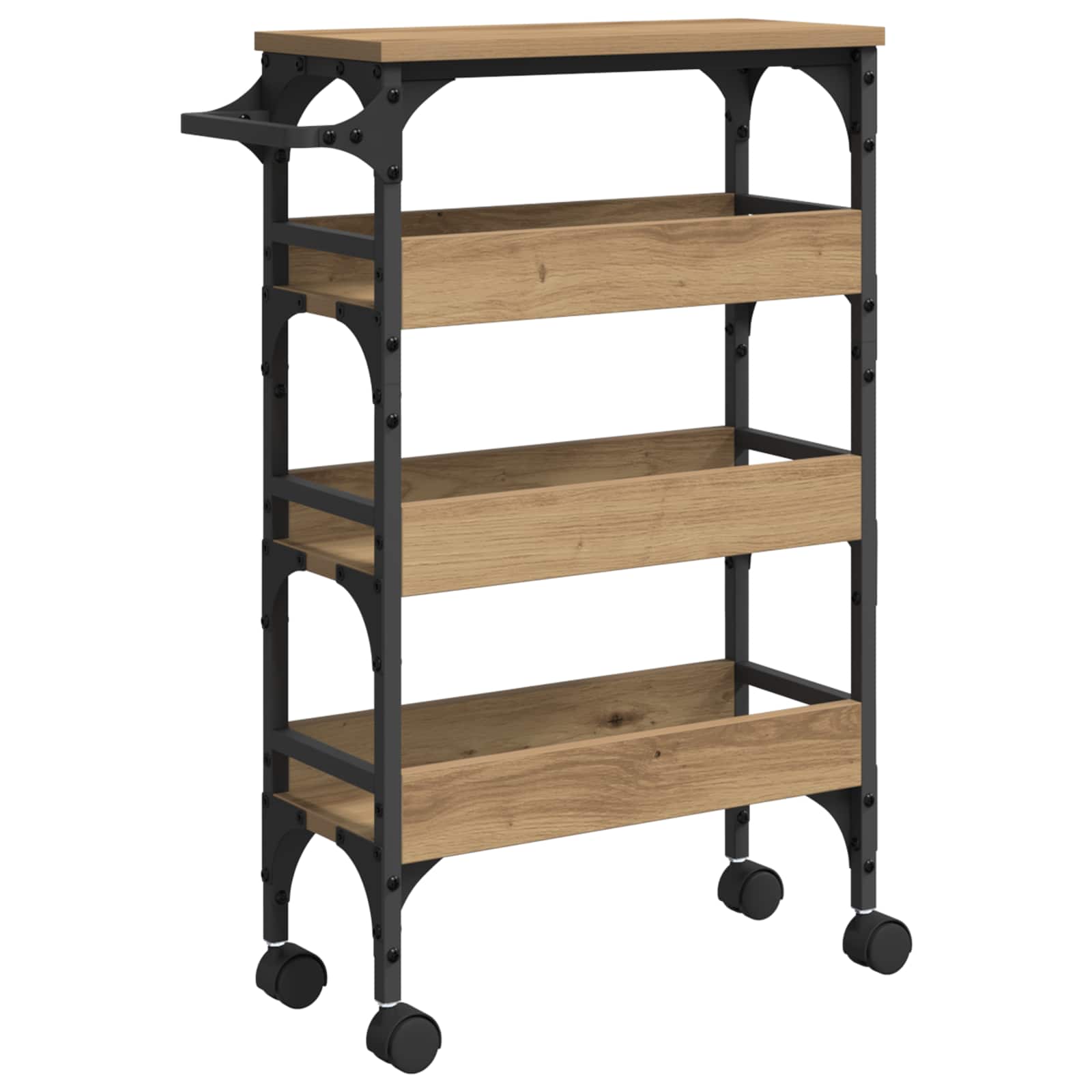 Keuken Trolley Artisan Eiken 53 x 20 x 76 cm Bewerkt hout is nu te koop bij PeponiXL, paradijselijk wonen!