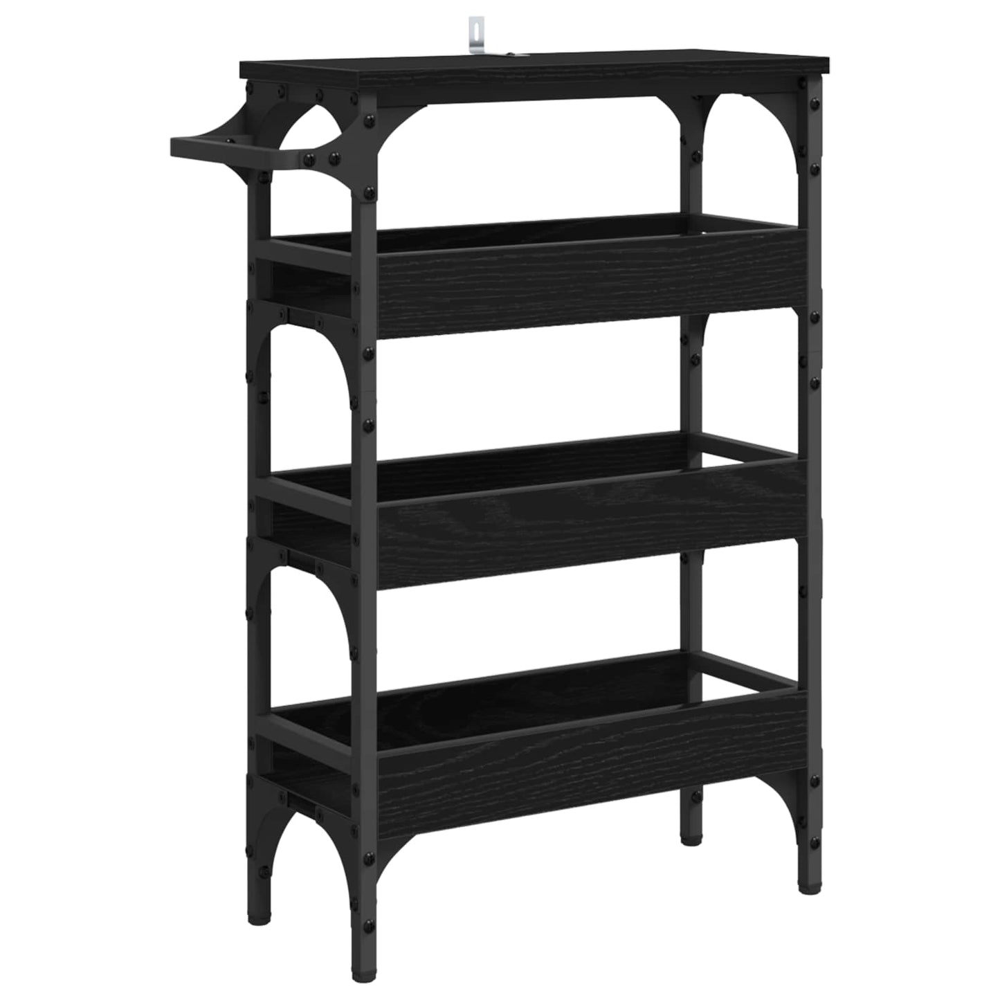 Keuken Trolley Zwart Eiken 53 x 20 x 76 cm Bewerkt hout is nu te koop bij PeponiXL, paradijselijk wonen!