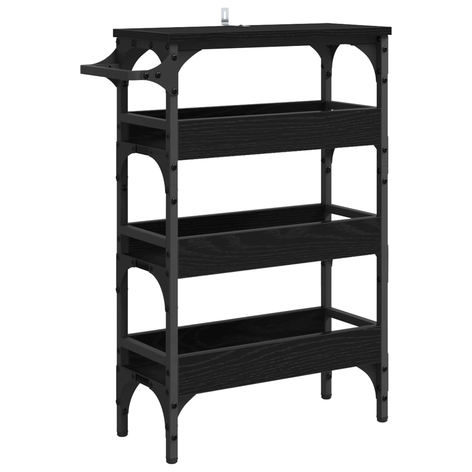 Keuken Trolley Zwart Eiken 53 x 20 x 76 cm Bewerkt hout is nu te koop bij PeponiXL, paradijselijk wonen!