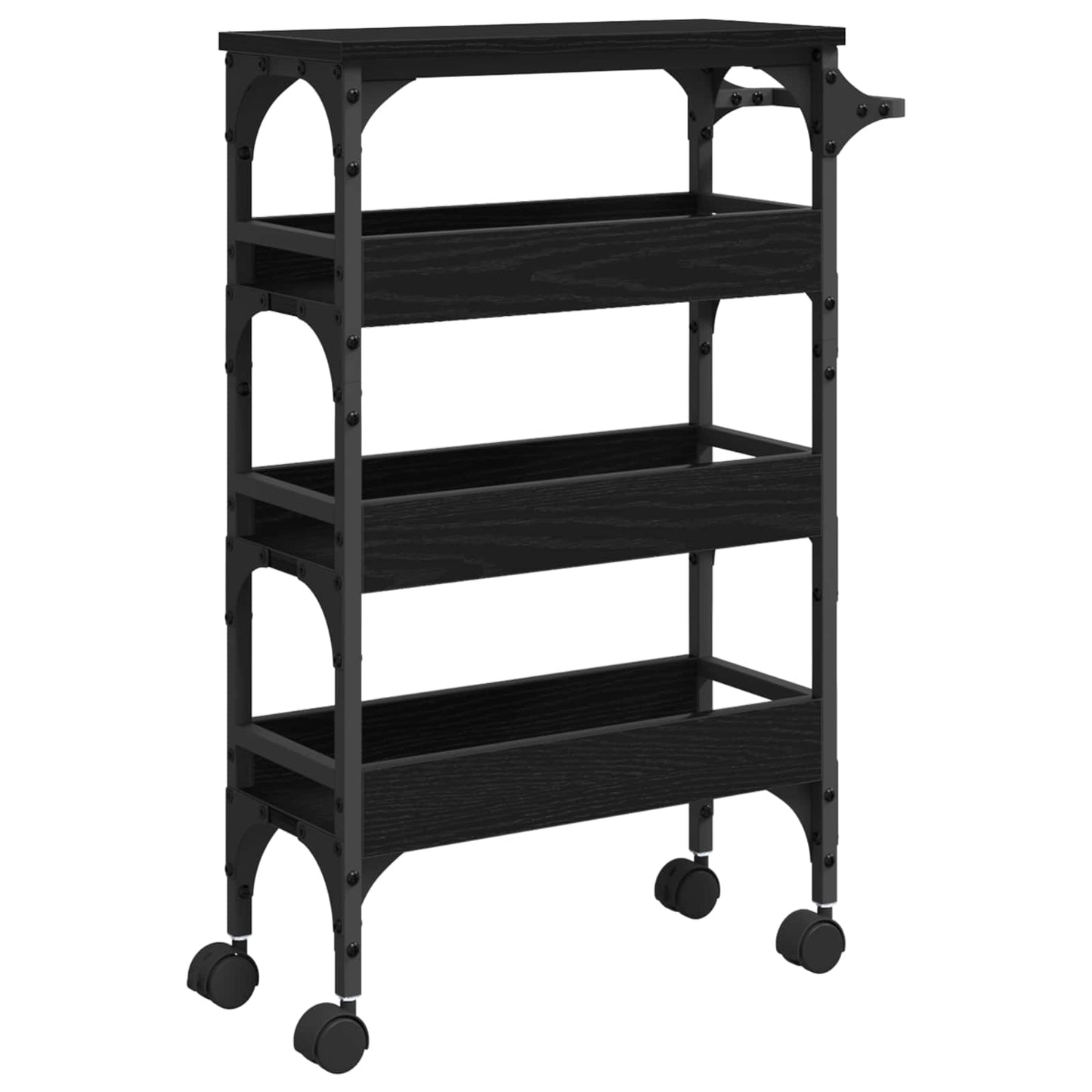 Keuken Trolley Zwart Eiken 53 x 20 x 76 cm Bewerkt hout is nu te koop bij PeponiXL, paradijselijk wonen!