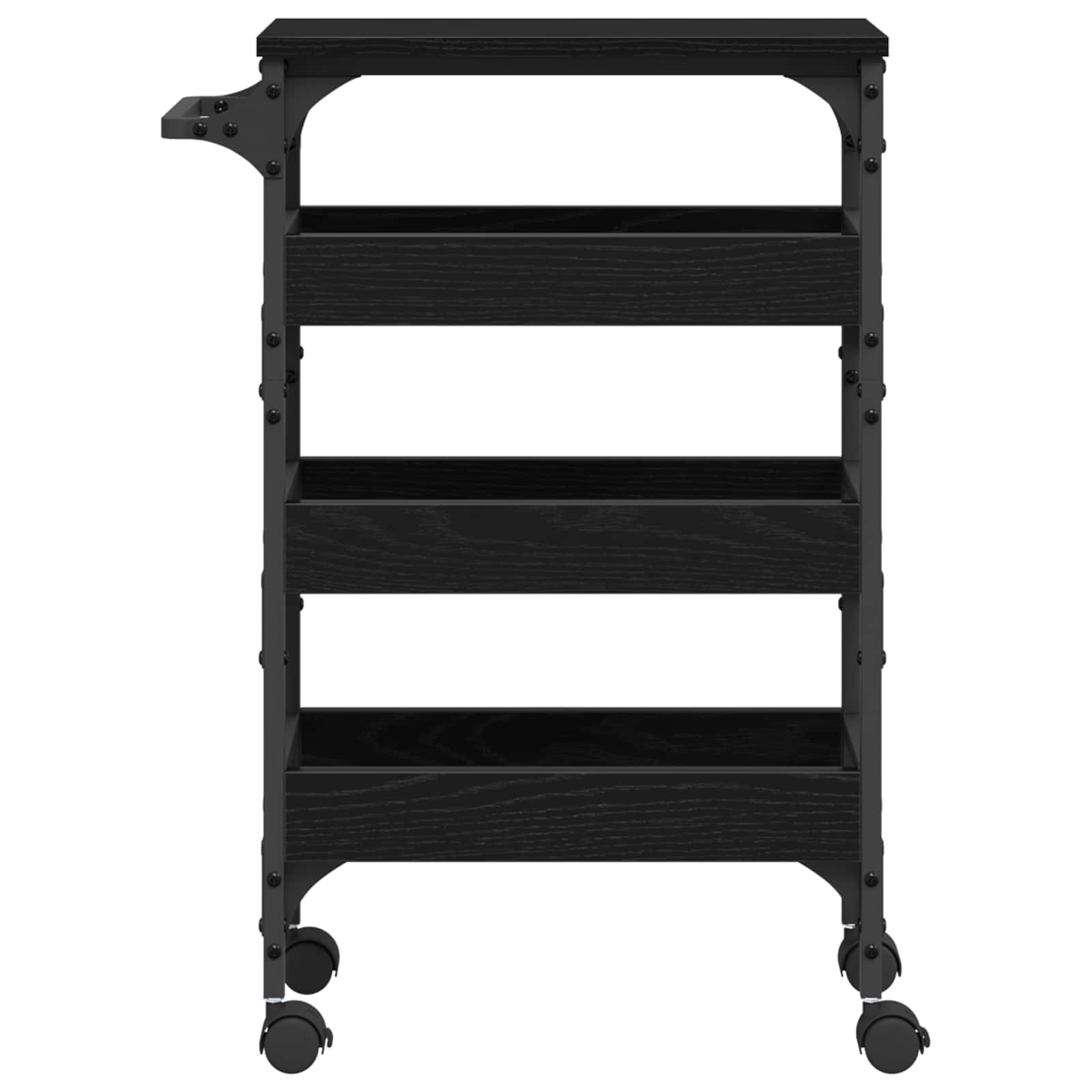 Keuken Trolley Zwart Eiken 53 x 20 x 76 cm Bewerkt hout is nu te koop bij PeponiXL, paradijselijk wonen!