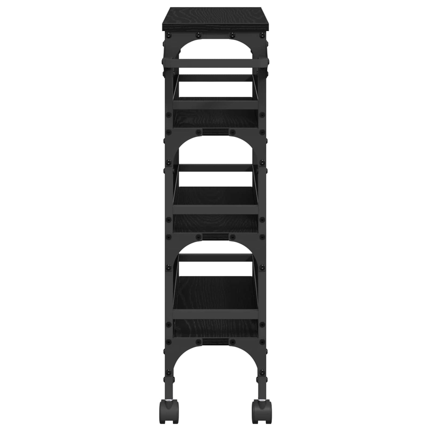 Keuken Trolley Zwart Eiken 53 x 20 x 76 cm Bewerkt hout is nu te koop bij PeponiXL, paradijselijk wonen!