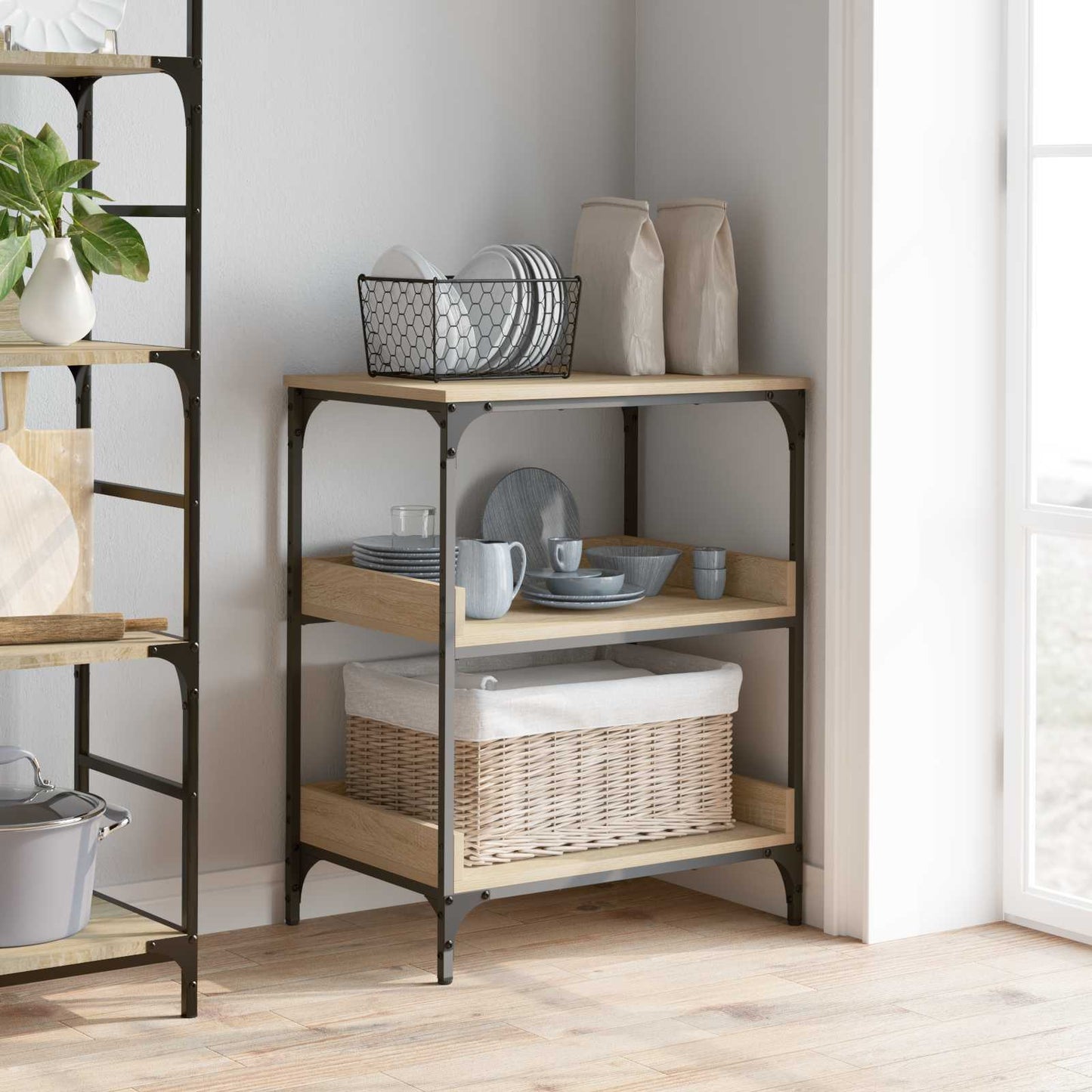 Keuken Trolley Sonoma Eiken 60 x 41 x 80,5 cm Bewerkt hout is nu te koop bij PeponiXL, paradijselijk wonen!
