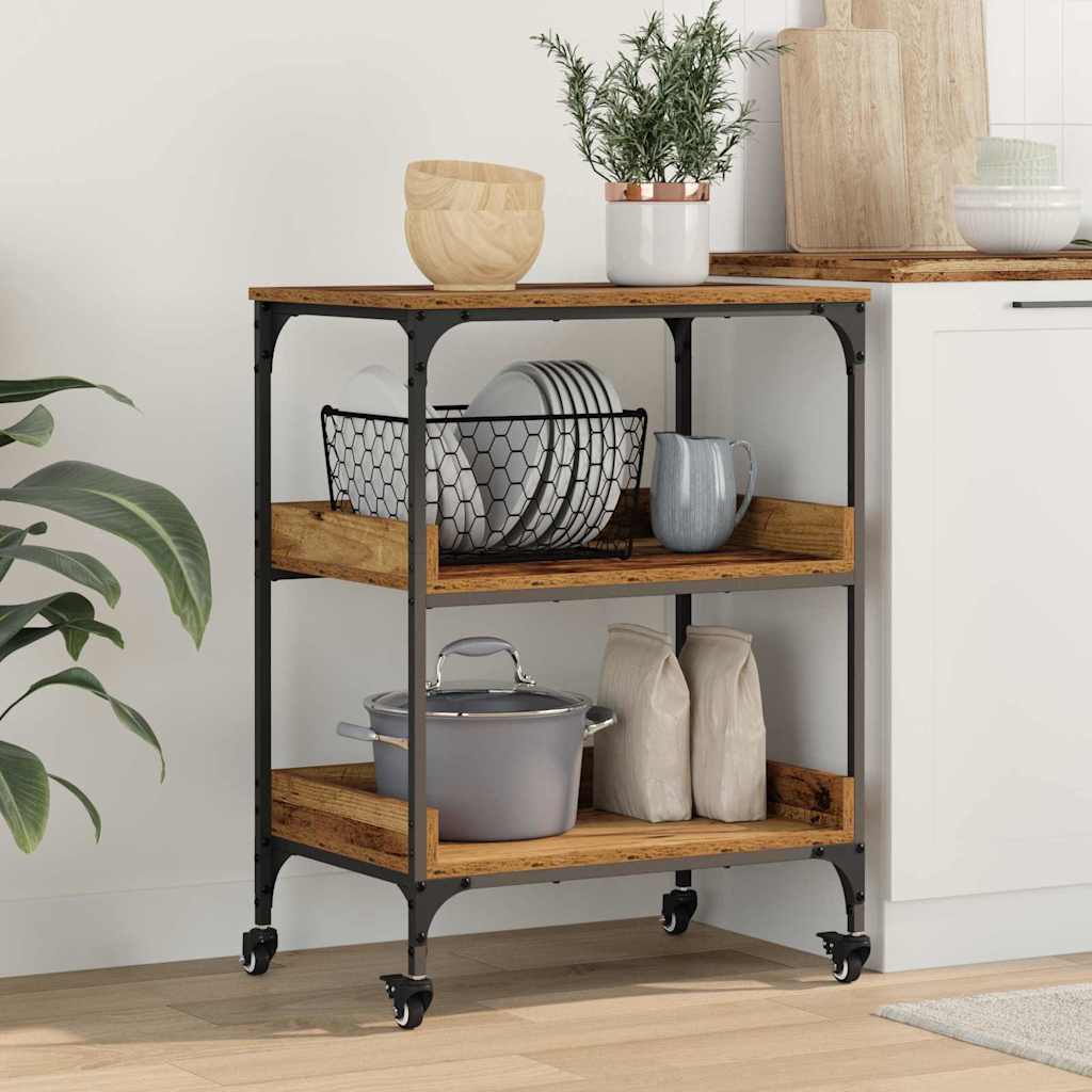 Keuken Trolley Oud Hout 60 x 41 x 80.5 cm Bewerkt hout is nu te koop bij PeponiXL, paradijselijk wonen!