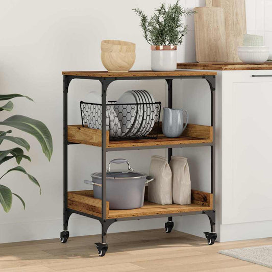 Keuken Trolley Oud Hout 60 x 41 x 80.5 cm Bewerkt hout is nu te koop bij PeponiXL, paradijselijk wonen!