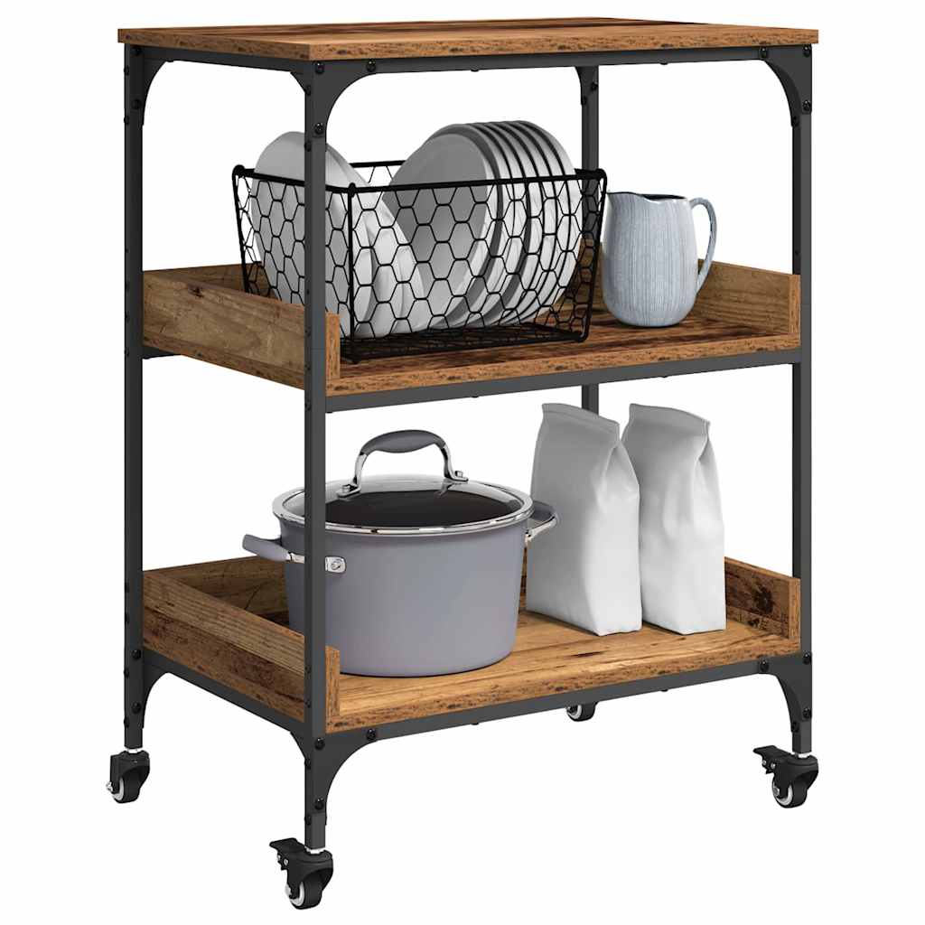 Keuken Trolley Oud Hout 60 x 41 x 80.5 cm Bewerkt hout is nu te koop bij PeponiXL, paradijselijk wonen!