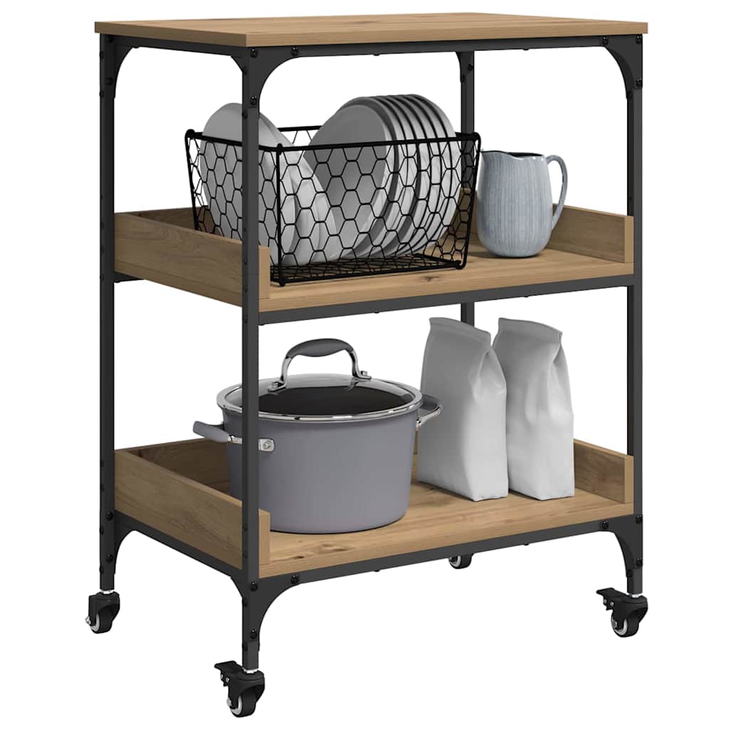 Keuken Trolley Artisan Eiken 60 x 41 x 80.5 cm Bewerkt hout is nu te koop bij PeponiXL, paradijselijk wonen!