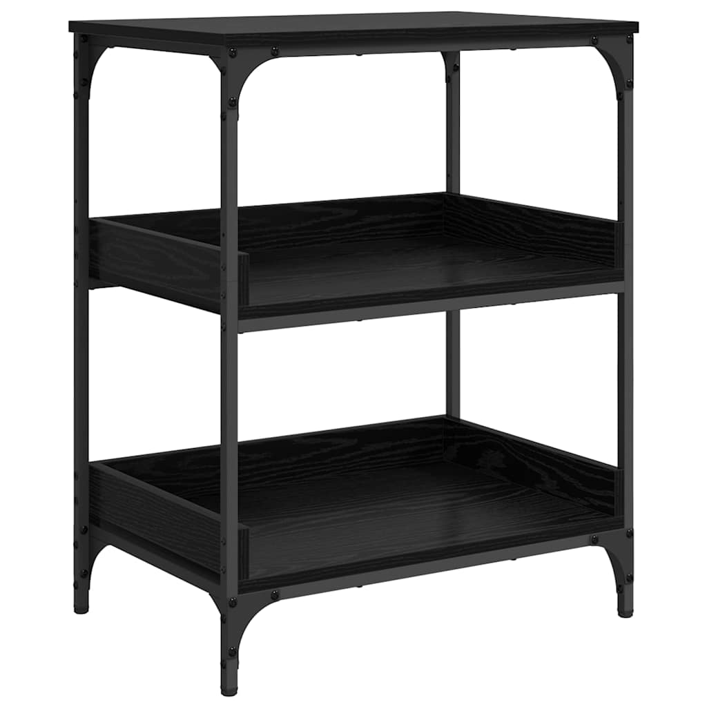 Keuken Trolley Zwart Eiken 60 x 41 x 80.5 cm Bewerkt hout is nu te koop bij PeponiXL, paradijselijk wonen!