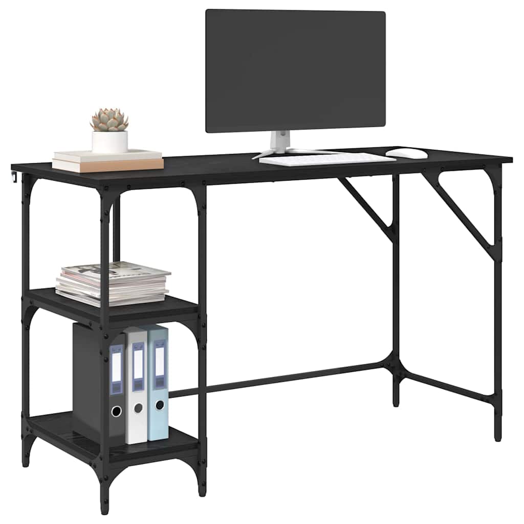 Bureau Zwart Eiken 120 x 50 x 75 cm Bewerkt hout is nu te koop bij PeponiXL, paradijselijk wonen!